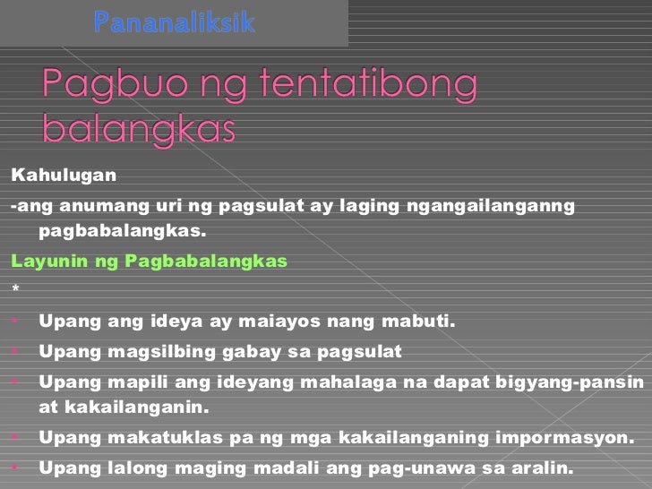 pagbuo ng thesis na pahayag at balangkas pagbuo ng thesis na pahayag at balangkas